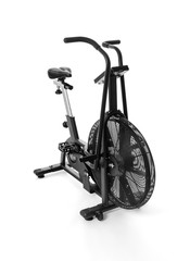 Bike for intense cardio workout at the gym on white background