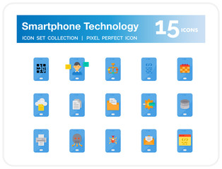 Smartphone Technology Icons Set. UI Pixel Perfect Well-crafted Vector Thin Line Icons. The illustrations are a vector.