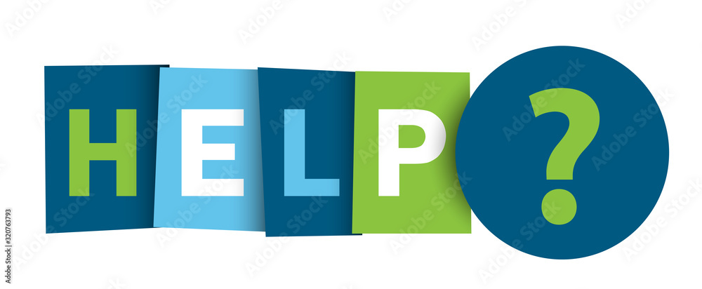 Fototapete help colorful vector typography banner with question mark symbol