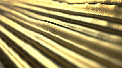 3d render abstract background with wavy gold lines and warm light with the depth of field.
