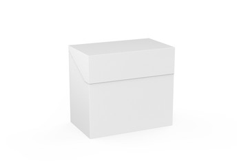 White rectangular box on isolated white background, closed white tea box mockup, 3d illustration
