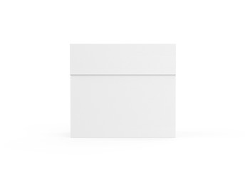 White rectangular box on isolated white background, closed white tea box mockup, 3d illustration