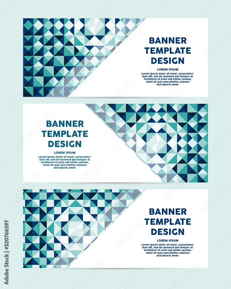 Wall mural vector abstract banner design template. abstract geometric web design banner template with triangles
