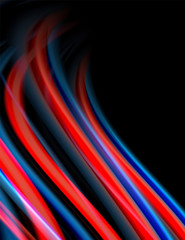 Silk smooth lines on black, liquid fluid color waves. Vector Illustration