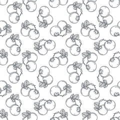 Vector seamless pattern with doodle blueberry; hand drawing berries for fabric, wallpaper, wrapping paper, textile, package, web design.