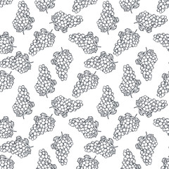Vector seamless pattern with doodle grape; hand drawing berries for fabric, wallpaper, wrapping paper, textile, package, web design.