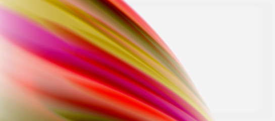 Wave lines abstract background, smooth silk design with rainbow style colors. Liquid fluid color waves. Vector Illustration