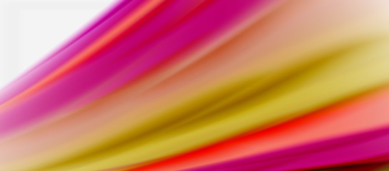 Wave lines abstract background, smooth silk design with rainbow style colors. Liquid fluid color waves. Vector Illustration