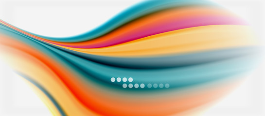 Wave lines abstract background, smooth silk design with rainbow style colors. Liquid fluid color waves. Vector Illustration