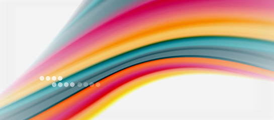 Wave lines abstract background, smooth silk design with rainbow style colors. Liquid fluid color waves. Vector Illustration
