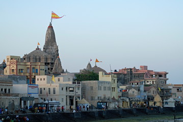 Temples in Dwarka on the bank of river Gomati.