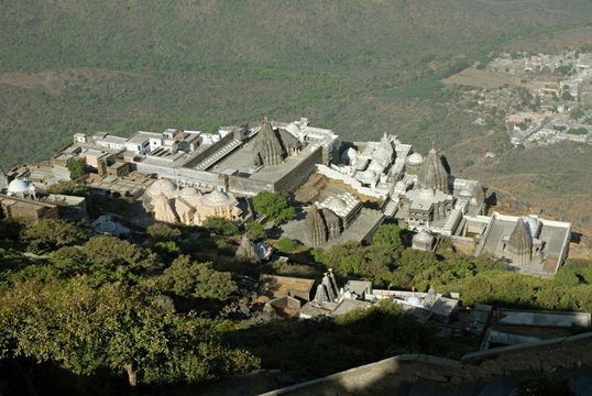 Bird's eye view of temples in Girnar Mountain, Gujrat.