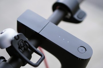 Modern electric scooter parking on the street.