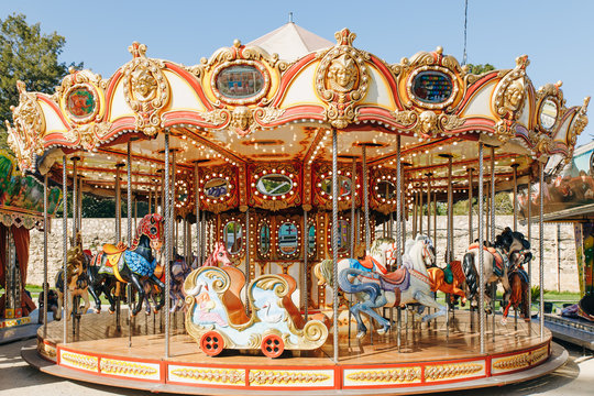 children's carousel in the park of attraction
