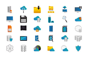 Technology icon set vector design