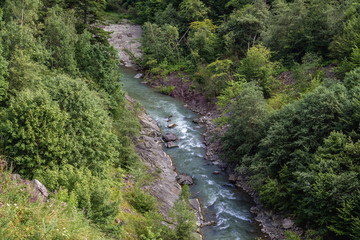 Fototapeta na wymiar View on a valleyn of River Buzau near Siriu town in Romania