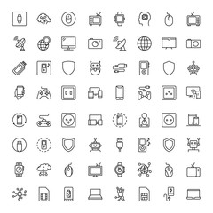 Electronics set line icons