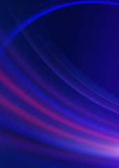Dark blue abstract background with ultraviolet neon glow, blurry light lines, waves