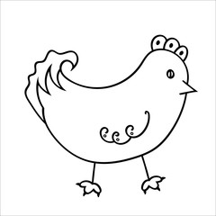 Cute little Easter hen. Vector illustration in Doodle style. Isolated object on a white background. Design element for children's books-paints, textiles, posters, school project, print, banner.