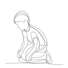  isolated, one line drawing, little boy