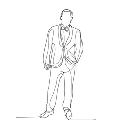 Fototapeta na wymiar vector, isolated, single line drawing man, guy, businessman