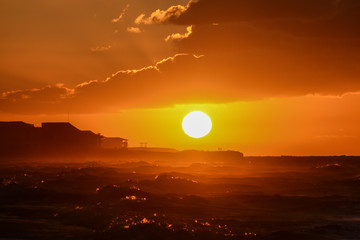 Fototapeta premium Sunset on the beach of Atlantic Ocean, Cuba