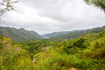 Fototapeta na wymiar Panoramic view of mountains in park El Nicho in Cuba