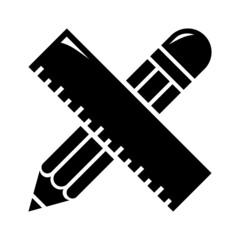 pencil and ruler icon isolated on white background. vector illustration.