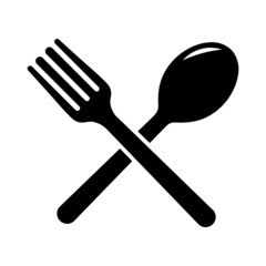 spoon fork and knife icons isolated on white background.