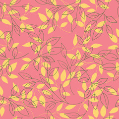 Spring Summer Colorful Leaves Vector Seamless Pattern