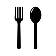 spoon fork and knife icons isolated on white background.