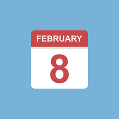 calendar - February 8 icon illustration isolated vector sign symbol