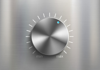 Metal knob dial for volume control. Sound settings