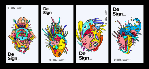 Colorful Abstract Background Pattern Set with Dummy Text for Web Design, Landing Page, Social Media Story, and Print Material.