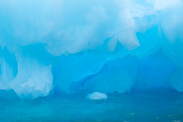 Iceberg closeup, Paradise Harbor, also known as Paradise Bay, behind Lemaire and Bryde Islands in Antarctica.