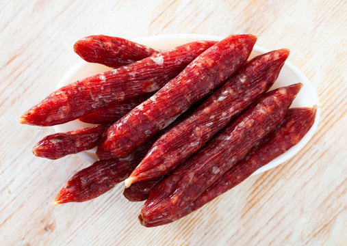 Popular spanish small snack sausages secallones