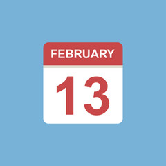 calendar - February 13 icon illustration isolated vector sign symbol