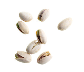 Obraz premium Ripe pistachios nuts isolated on a white background