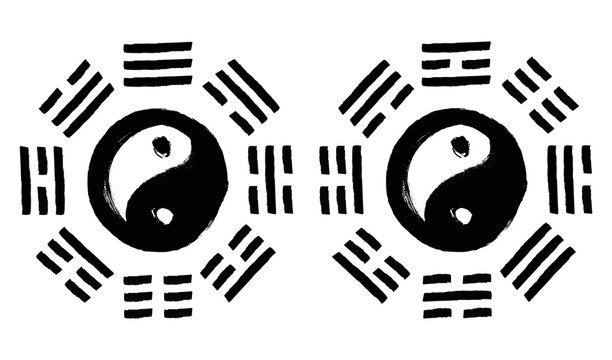 Bagua eight trigrams Earlier Heaven and Later Heaven arrangemet Feng shiu Ying Yang symbol