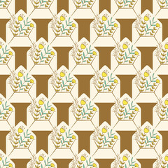 Flowers inside Envelope Vector Seamless Pattern