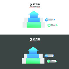 2 stair step timeline infographic element. Business concept with two options and number, steps or processes. data visualization. Vector illustration.