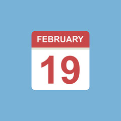 calendar - February 19 icon illustration isolated vector sign symbol