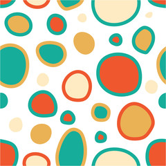 Seamless pattern with doodle circles randomly distributed, vector abstraction illustration. for textile and scrapbooking
