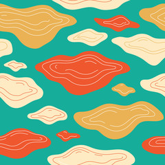 Abstract seamless pattern with colorful elements. Vector texture for your design. Simple modern texture with chaotic painted shapes.