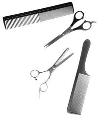 Scissors and combs for cutting hair