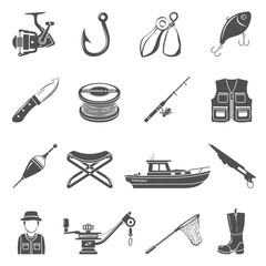 Black Icons - Fishing Equipment