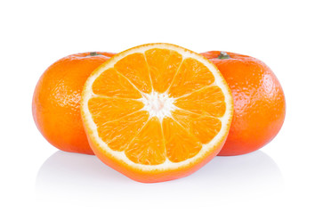 Fresh orange fruit slice isolated on white background