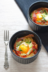 Menu breakfast cups egg with bacon
