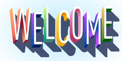 Colorful illustration of "Welcome" word