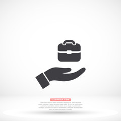 Bag in hand icon , lorem ipsum Flat design